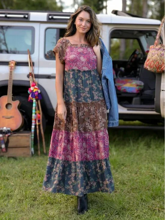 NWT Natural Life Berkley Maxi Dress in Mauve India Vines - M - Picture 14 of 14